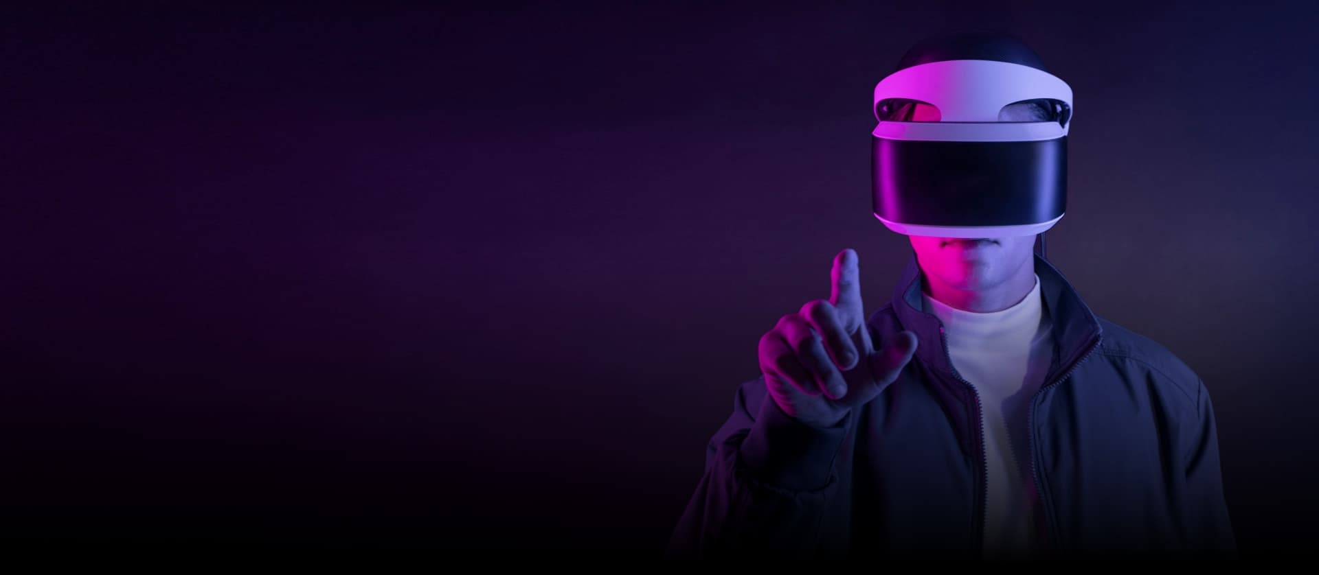 Person wearing a virtual reality headset