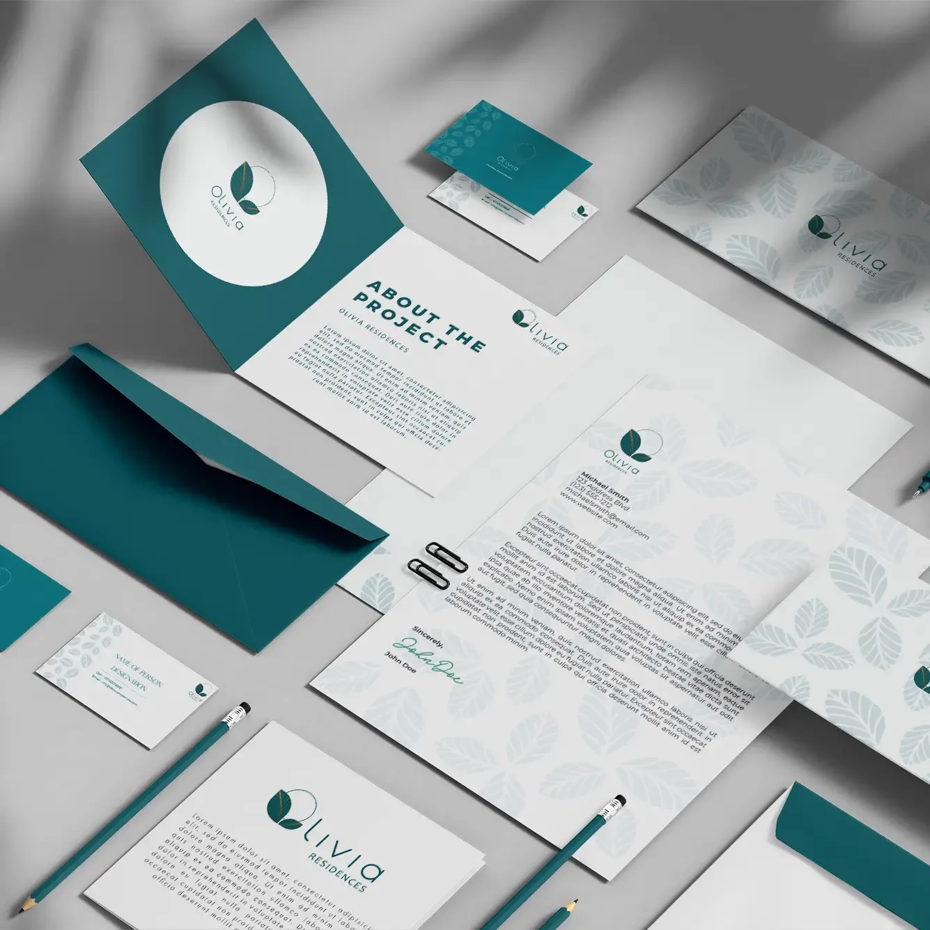 Olivia Residences brand identity by Mimar Studios