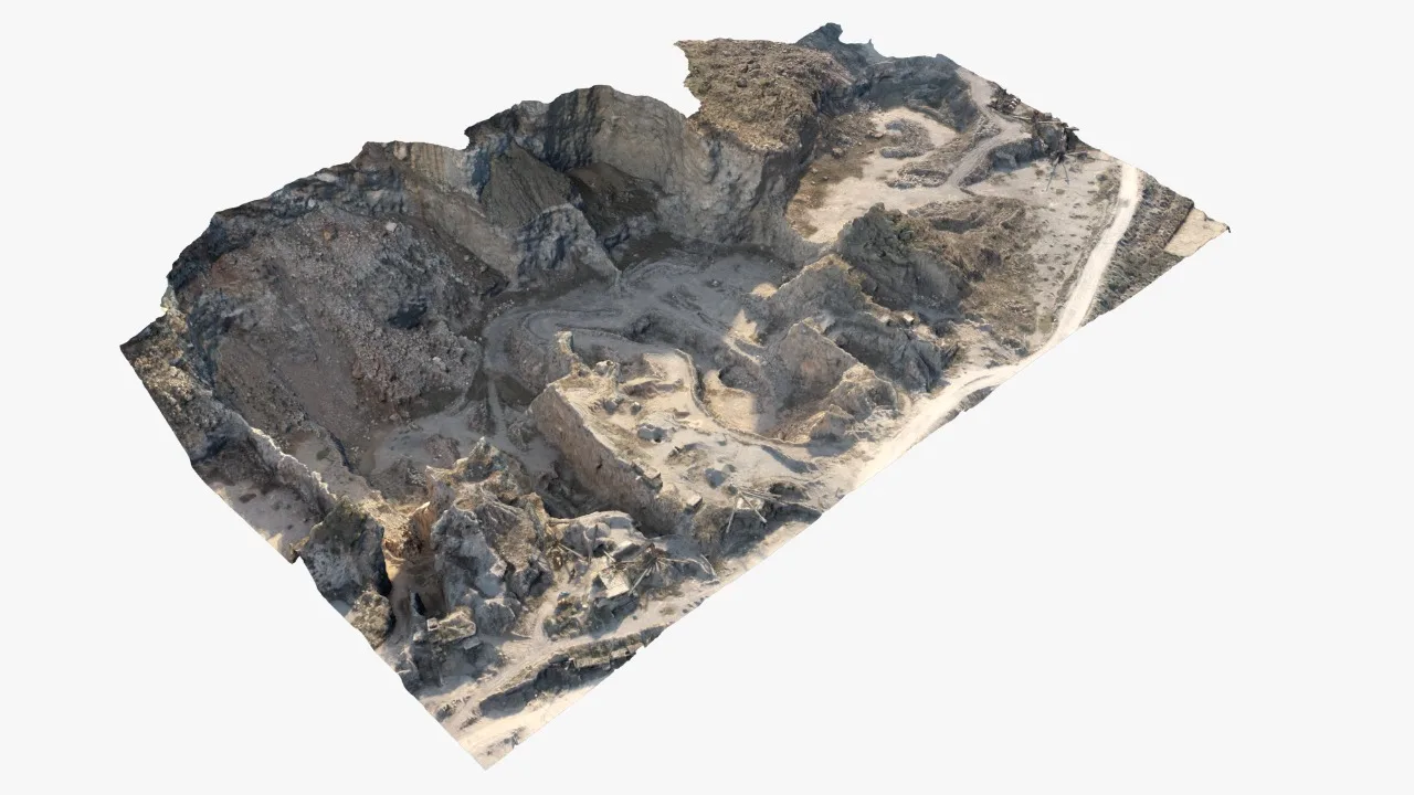 3D terrain model of a quarry site captured by drone mapping