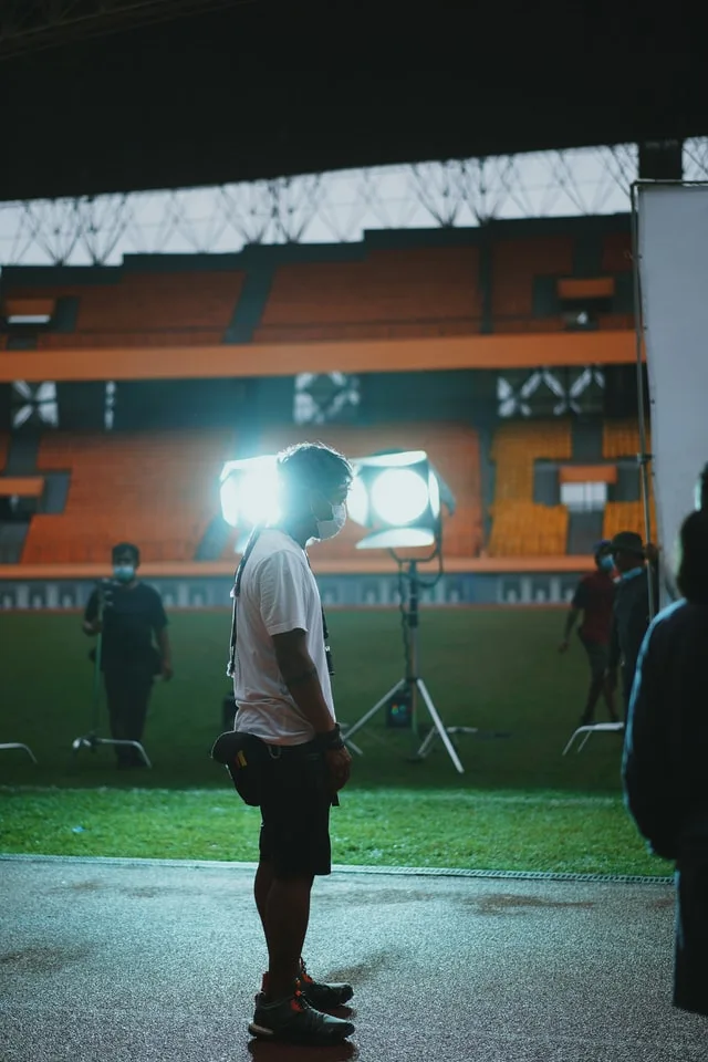 TV commercial film set lit for a real estate advertisement shoot